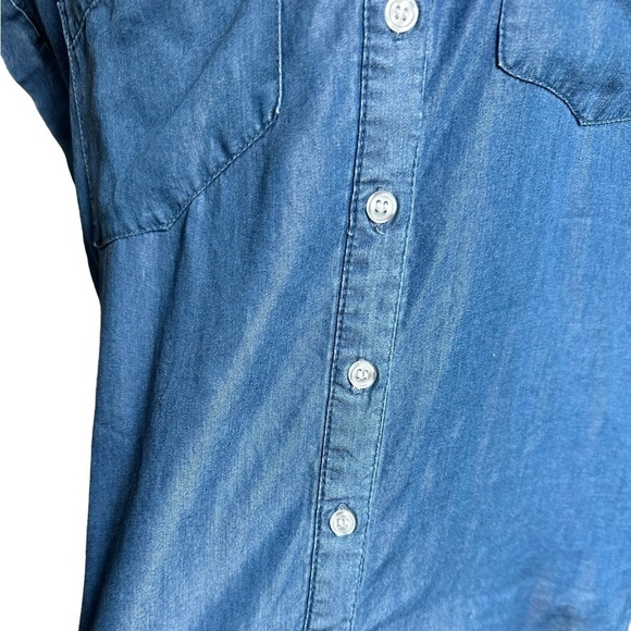 ALISON ANDREWS Short Sleeve Chambray Blouse Size Large - Picture 6 of 17